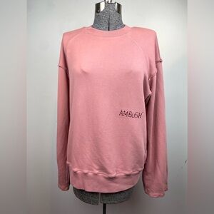 Ambush raw edge crewneck sweat shirt unisex men’s oversized small light pink